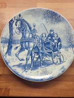 Zeeuws tafereel Delfts blauw sierbord, Antiek en Kunst, Ophalen of Verzenden