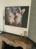 Schilderij zebra groot kleurrijk gratis lijst 45€, Ophalen