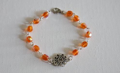 Armband met mooie oranje facetkralen en tussenzetsel, Sieraden, Tassen en Uiterlijk, Armbanden, Nieuw, Overige materialen, Oranje