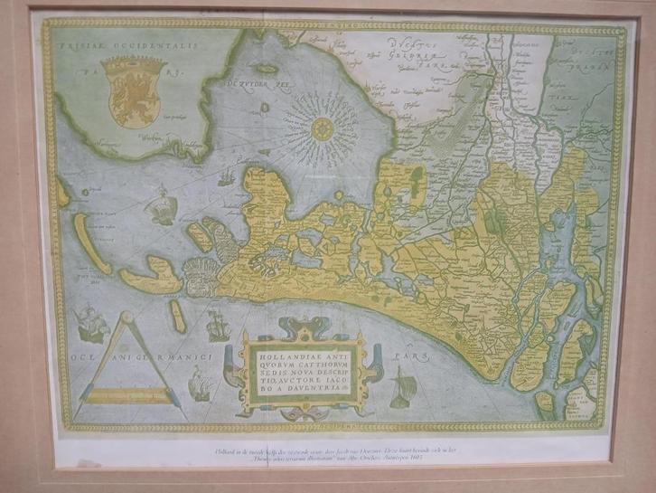 Antieke Kaart Hollandiae Antiquorum van Abraham Ortelius, Boeken, Atlassen en Landkaarten, Gelezen, Landkaart, Nederland, Voor 1800