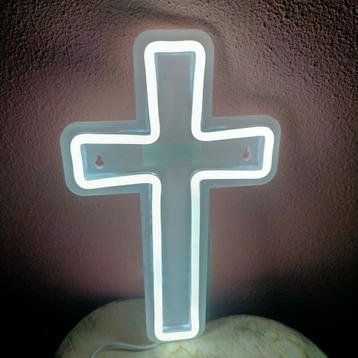 Neon LED verlichting 'kruis'1 op plexiglas beschikbaar voor biedingen
