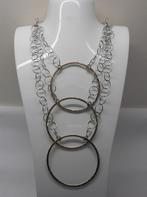 Zilveren prachtig modernist bicolor collier nr.831, Sieraden, Tassen en Uiterlijk, Kettingen, Met hanger, Verzenden, Zo goed als nieuw
