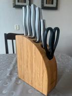 Fontignac messenset met bamboo messenblok, Ophalen, Zo goed als nieuw, Hout