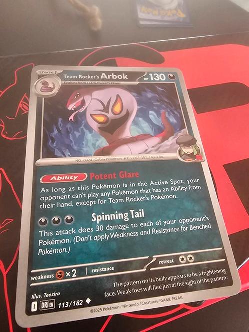 Pokémon kaart - Destined Rivals - Rocket's Arbok 113/182, Hobby en Vrije tijd, Verzamelkaartspellen | Pokémon, Nieuw, Losse kaart