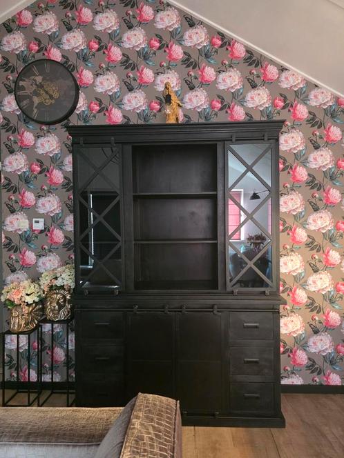 Zwarte Mangohouten Buffetkast 160x220, Huis en Inrichting, Kasten | Buffetkasten, Zo goed als nieuw, 200 cm of meer, 150 tot 200 cm