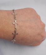 Zilveren armband met kruis schakels nr.137, Ophalen of Verzenden, Zo goed als nieuw, Zilver, Zilver