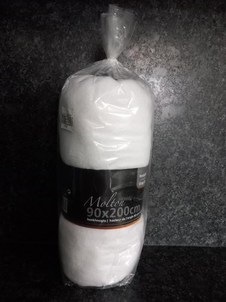 Eenpersoons molton hoeslaken wit 90 x 200 cm gloednieuw!!!, Huis en Inrichting, Slaapkamer | Beddengoed, Nieuw, Overige typen