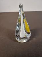 Paperweight glas wit/geel druppel, Antiek en Kunst, Antiek | Glas en Kristal, Ophalen of Verzenden
