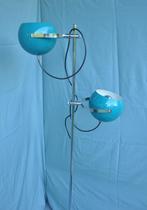 Herda | Staande design vloerlamp | dubbele bollamp | Teal |, Metaal, Vintage - mid century - 70ties - vloerlamp - Bollamp - Teal