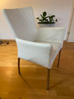 Crème leren eettafelstoel met stalen poten, Ophalen