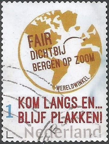 Persoonlijke postzegel Wereldwinkel Bergen op Zoom, Postzegels en Munten, Postzegels | Nederland, Verzenden, Na 1940, Gestempeld