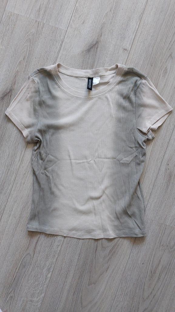 Leuke H&M top - Beige/Groen - Maat S, Kleding | Dames, T-shirts, Zo goed als nieuw, Maat 36 (S), Beige, Korte mouw, Ophalen of Verzenden