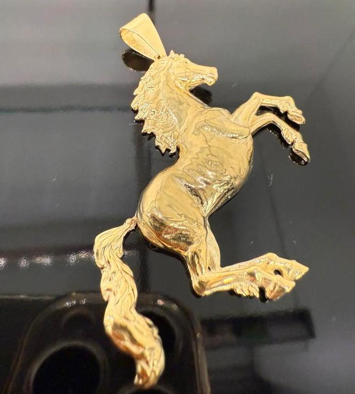 Prachtig 14k gouden paard hanger, Sieraden, Tassen en Uiterlijk, Kettinghangers, Nieuw, Goud, Ophalen of Verzenden