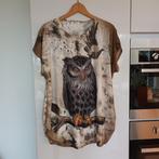 Elena B. T-shirt Uil Print, Elena B., Beige, Maat 42/44 (L), Nieuw