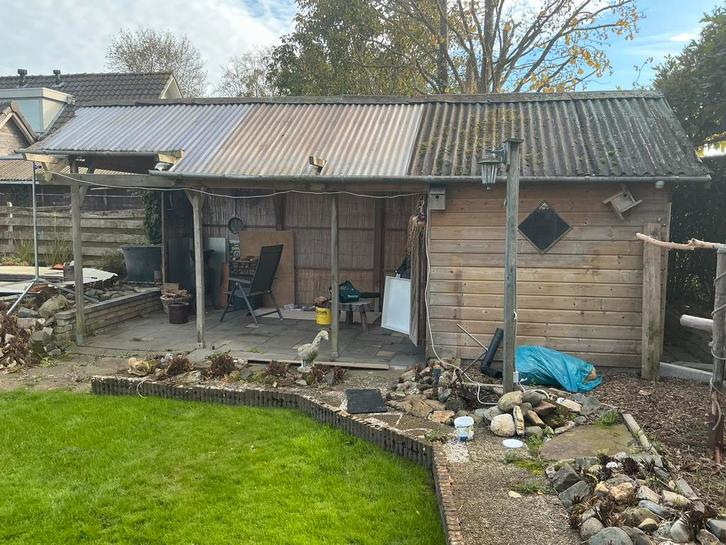 Tuinhuisje met overkapping, Tuin en Terras, Tuinhuizen, Gebruikt, Hout, 500 cm of meer, 200 tot 400 cm, 1 raam, Met overkapping