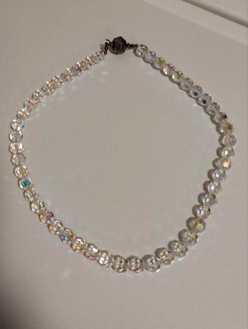 Vintage 50's AB Crystal rhinestone ketting met zilveren slot beschikbaar voor biedingen