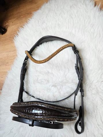 NIEUW Bruin Glitter/Croco hoofdstel - Cob of Full beschikbaar voor biedingen