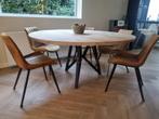 Eiken Ronde tafel met Stalen onderstel, Huis en Inrichting, Nieuw, Eikenhout