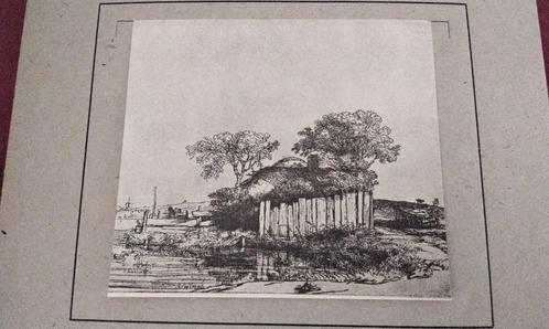 Prent 1910 Cottage With A White Paling Rembrandt 1648, Antiek en Kunst, Kunst | Etsen en Gravures, Ophalen of Verzenden