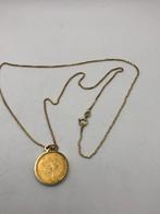 Echt gekeurd gouden ketting en houder met vijfje, Met hanger, Ophalen of Verzenden, Zo goed als nieuw, Goud