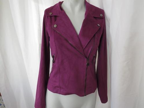 paars / cerise suedine blousejasje mt s/m Amelie & Amelie, Kleding | Dames, Blouses en Tunieken, Gedragen, Maat 36 (S), Paars