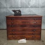 Vintage tekeningenkast – houten architectenkast, Huis en Inrichting, Gebruikt, 5 laden of meer, Ophalen of Verzenden, Minder dan 100 cm