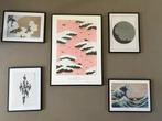 lijsten met posters Japanese style, Huis en Inrichting, Woonaccessoires | Lijsten, Ophalen, 50 tot 75 cm, Zo goed als nieuw, Minder dan 50 cm