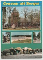 Borger Groeten 5 luik met Kerk en Hunebed Gelopen 1986, Verzenden, 1980 tot heden, Drenthe