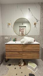 badmeubel 120cm met wastafel links warm eiken, Huis en Inrichting, Badkamer | Badkamermeubels, Ophalen, 100 tot 150 cm, Zo goed als nieuw