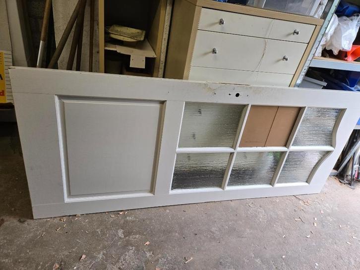 Vintage binnendeur met boog en glasfacetten: bijna gratis!, Doe-het-zelf en Verbouw, Deuren en Horren, Gebruikt, Binnendeur, 200 tot 215 cm