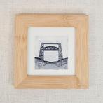 Ets De Hef Rotterdam 10x10 cm inclusief lijst, Antiek en Kunst, Kunst | Etsen en Gravures, Ophalen of Verzenden