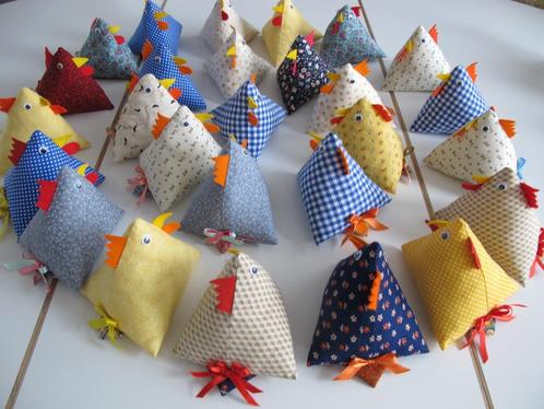 Kippen van patchworkstof en andere leuke stofjes,, Hobby en Vrije tijd, Knutselen, Nieuw, Materiaal, Verzenden