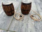2 Antieke Houten Wijnvat Wandlampen, Ophalen of Verzenden