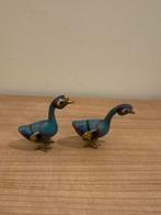 Antieke bronzen cloisonne watervogels - 6 cm, Ophalen of Verzenden
