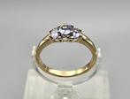 Gouden Vintage ring edelsteen tanzaniet en diamant.2025/421., ., Paars, Ophalen of Verzenden, .