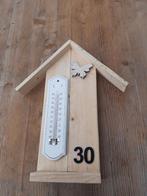 Thermometer, houten decoratie,kado, huisnummer., Binnenthermometer, Nieuw, Ophalen of Verzenden
