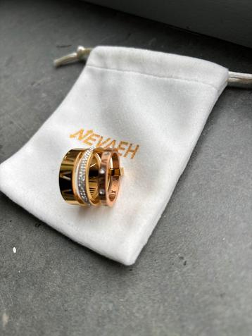 Nieuwe bestseller ring Nevaeh 3 laags maat 19 (rosé) goud beschikbaar voor biedingen