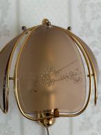 HERDA Vintage Wandlamp met Gouden Frame en Bloemmotief, Ophalen, Gebruikt, Glas