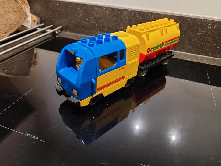 Duplo locomotief "vracht" blauw met Octanwagon, met garantie, Kinderen en Baby's, Speelgoed | Duplo en Lego, Gebruikt, Duplo, Ophalen of Verzenden