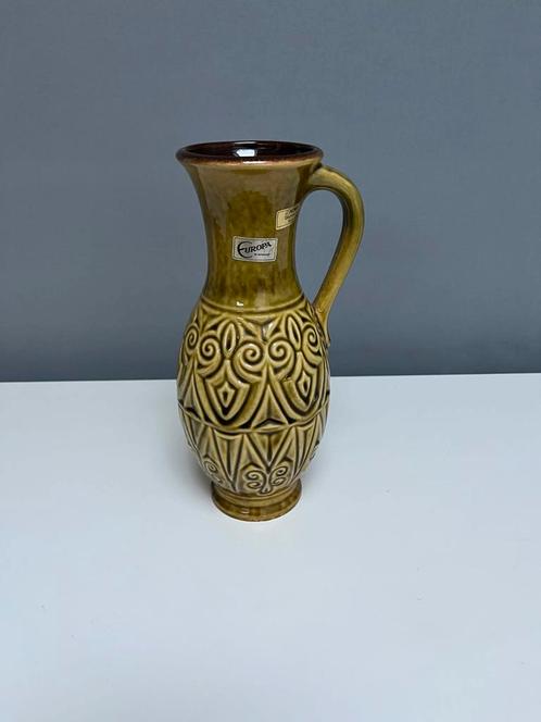 Vintage groene vaas / kan met oor West Germany keramiek, Antiek en Kunst, Antiek | Vazen, Ophalen of Verzenden