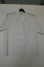 Blouse wit korte mouw en mooie aparte stof ingeweven blokje., Verzenden, Zo goed als nieuw, Maat 38/40 (M), Wit