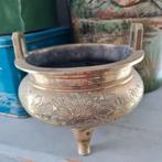 Antiek bronzen Chinese wierookbrander gegraveerd, Antiek en Kunst, Antiek | Koper en Brons, Ophalen of Verzenden