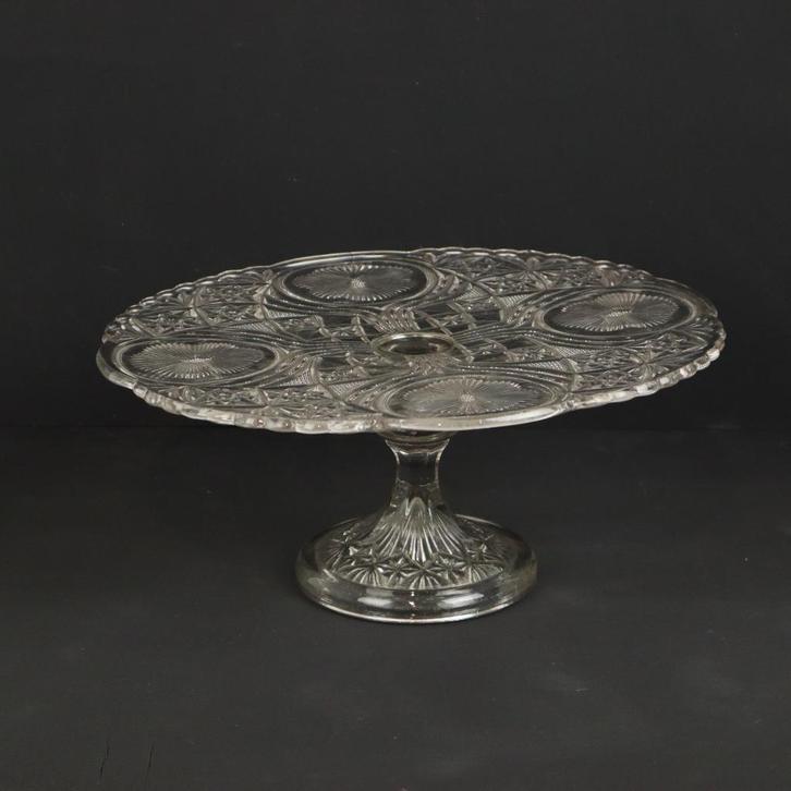 Heldere Art Deco Taartplateau Geperst Glas Vintage Taart, Antiek en Kunst, Curiosa en Brocante, Ophalen of Verzenden