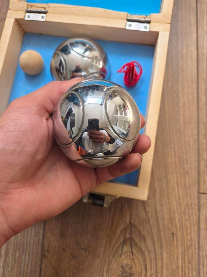 Petanque set in houten kist, Sport en Fitness, Biljarten en Poolen, Gebruikt, Overige typen, Ophalen of Verzenden