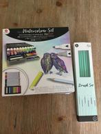 Aquarel Set DecoTime + Penselen en vele extra benodigdheden, Hobby en Vrije tijd, Schilderen, Ophalen of Verzenden, Zo goed als nieuw