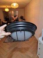 Industriële zwarte plafondlamp, Huis en Inrichting, Lampen | Plafondlampen, Ophalen, Zo goed als nieuw, Glas, Industrieel