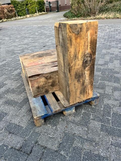Unieke houten zuilen kopmaat 30x30cm - 80cm hoog, Doe-het-zelf en Verbouw, Hout en Planken, Gebruikt, Vuren