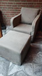 Fauteuil poef taupe grijs landelijk stoer sober hoffz stijl, Huis en Inrichting, Ophalen, Zo goed als nieuw, 50 tot 75 cm