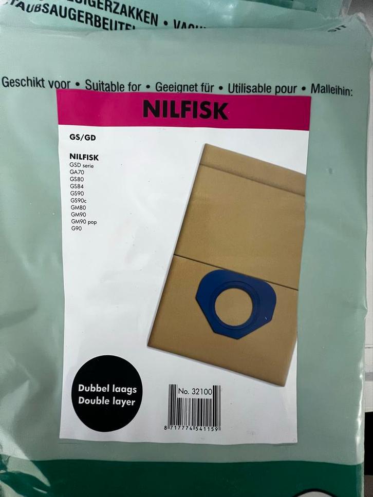 Nieuwe Stofzuigerzakken Nilfisk GS/GD - 20 stuks, Witgoed en Apparatuur, Stofzuigers, Nieuw, Stofzuiger, Stofzak, Ophalen of Verzenden