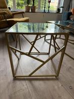Art Deco Goudkleurige Bijzettafel, Huis en Inrichting, Tafels | Salontafels, Ophalen, 50 tot 75 cm, Vierkant, 50 tot 100 cm